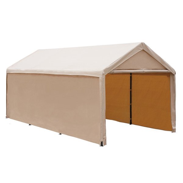 Abba Patio 10 x 20-foot Heavy Duty Beige Domain Carport/ Enclosed Car Canopy Versatile Shelter with Sidewalls